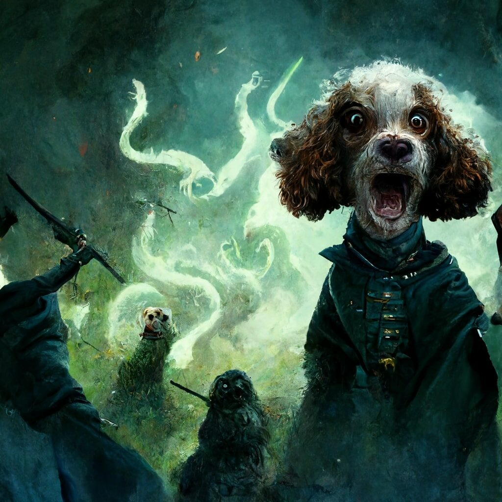 Epic combat between Voldemort and a Cocker Spaniel