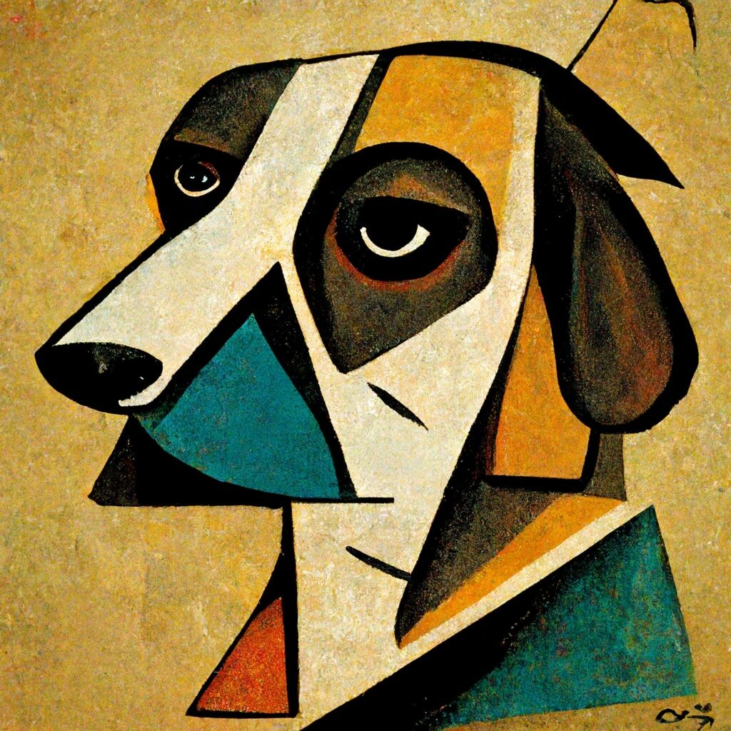 Portrait of a dog Picasso style