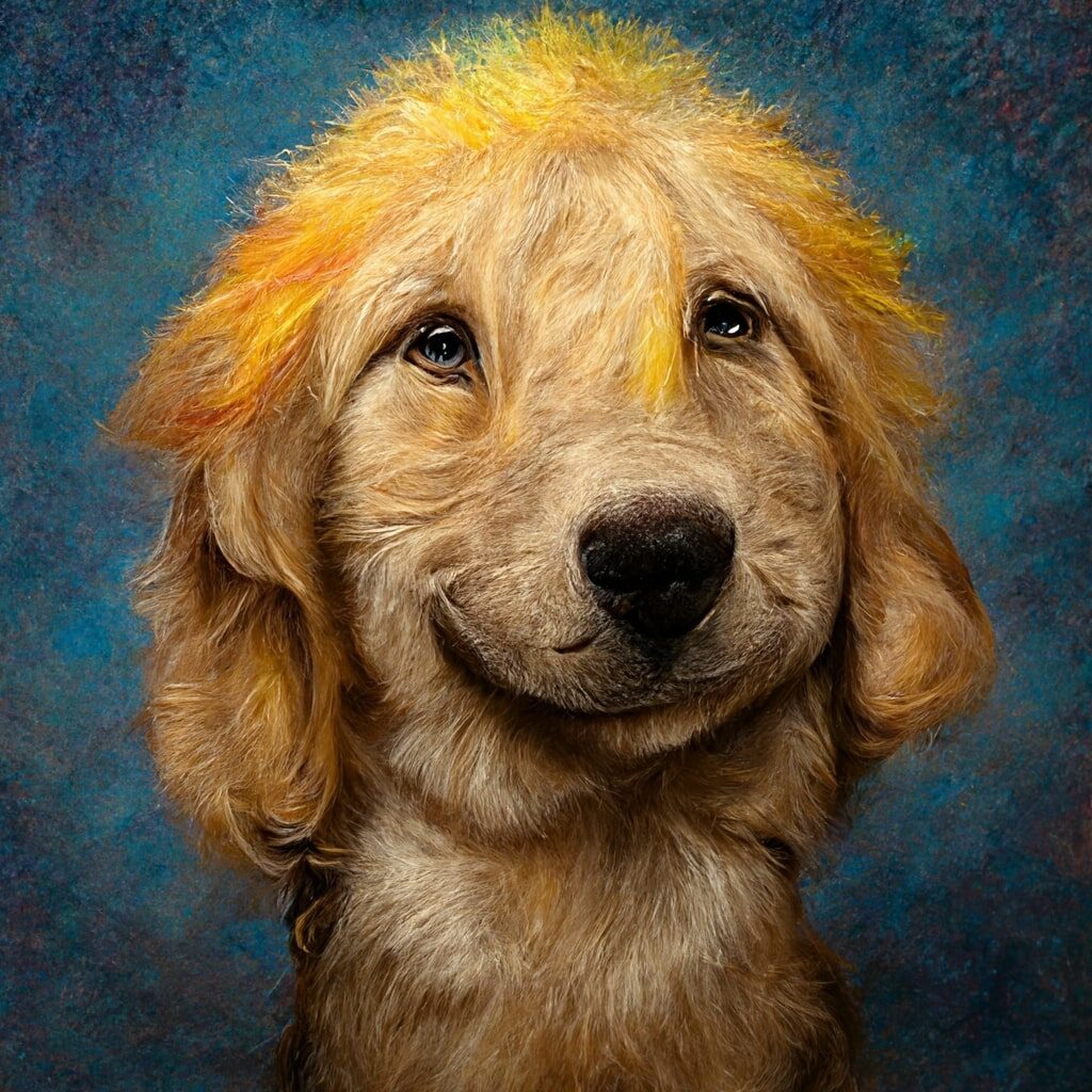 School photo of a Golden Retriever