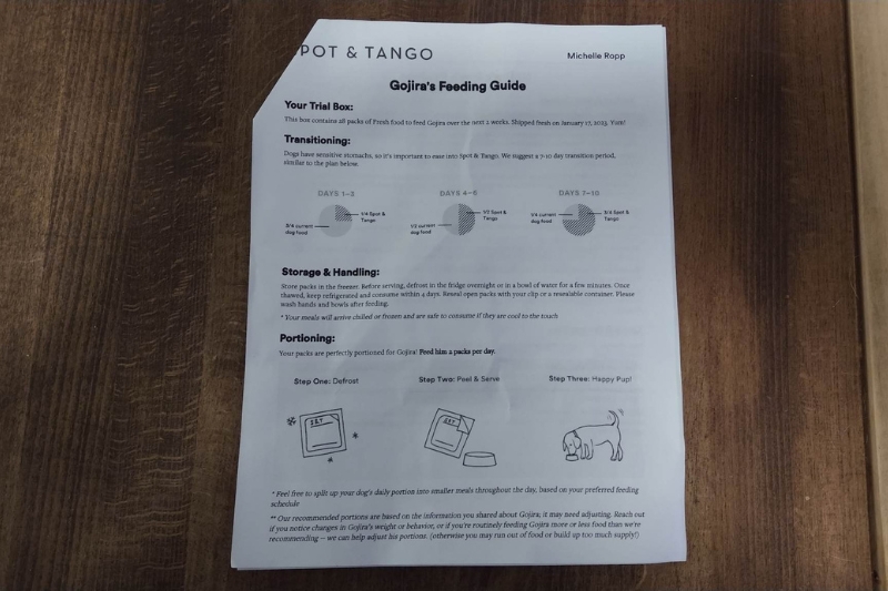 spot and tango feeding guide