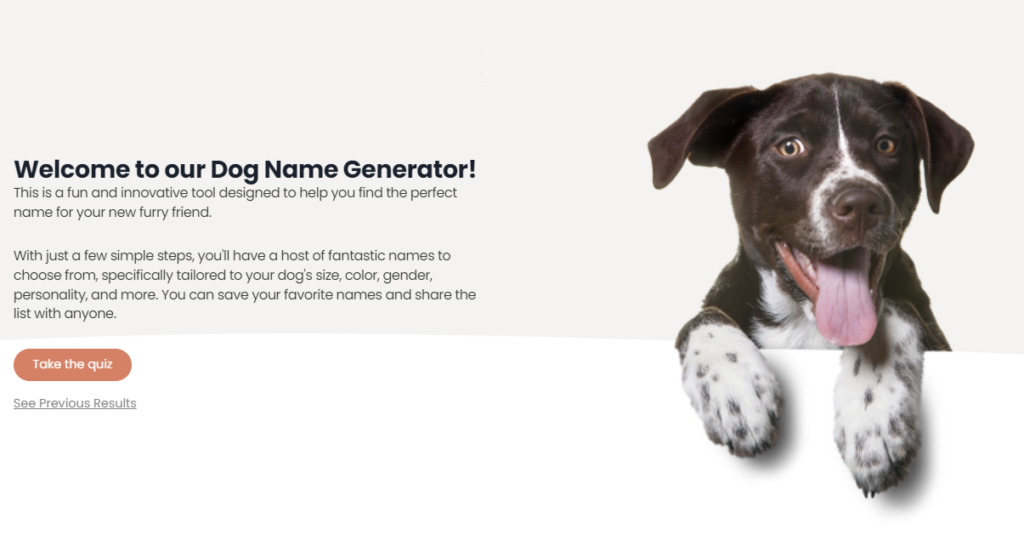 dog name generator screenshot